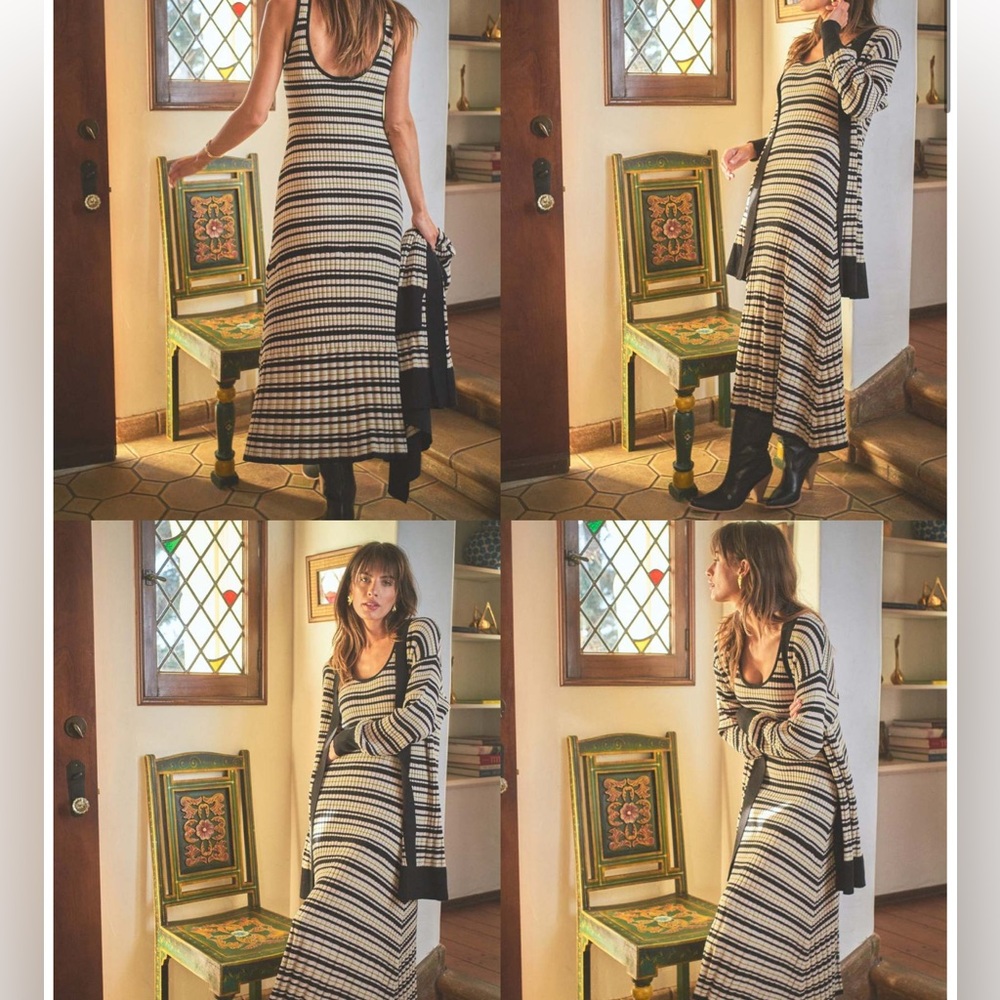 The Odells Striped Midi Dress and matching cardigan